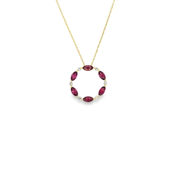 Marquise Gemstone Circle Necklace