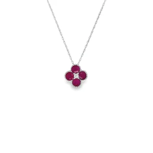 Ruby Floral Pendant Necklace