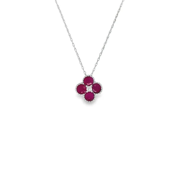 Ruby Floral Pendant Necklace