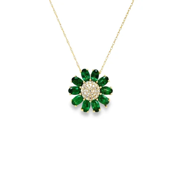 Emerald Flower Pendant Necklace