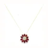 Ruby Flower Pendant Necklace