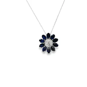 Sapphire Floral Pendant Necklace