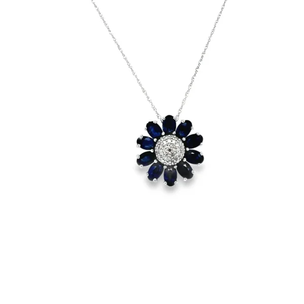 Sapphire Floral Pendant Necklace