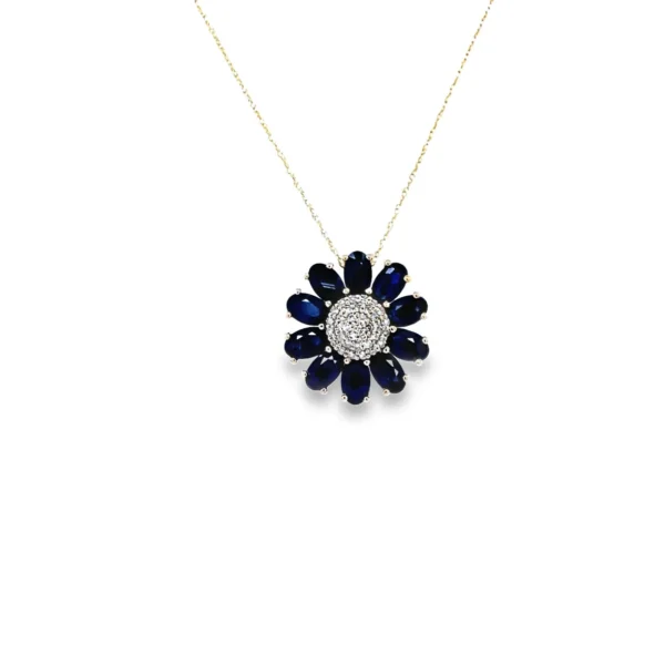 Sapphire Flower Pendant Necklace