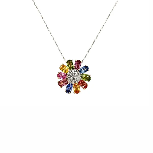 Multicolor Gemstone Flower Necklace