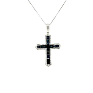Sapphire Cross Pendant Necklace