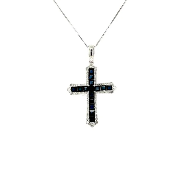 Sapphire Cross Pendant Necklace