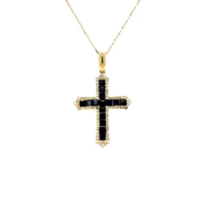 Sapphire Cross Pendant Necklace