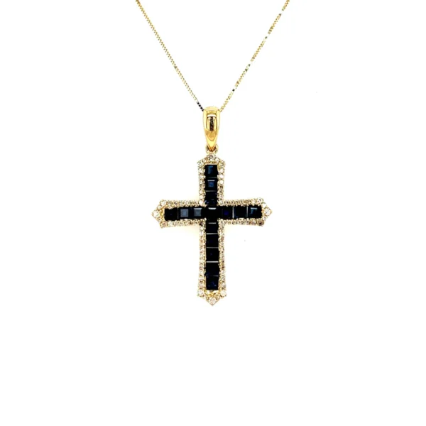 Sapphire Cross Pendant Necklace