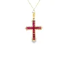 Ruby Cross Pendant Necklace