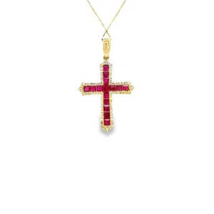 Ruby Cross Pendant Necklace