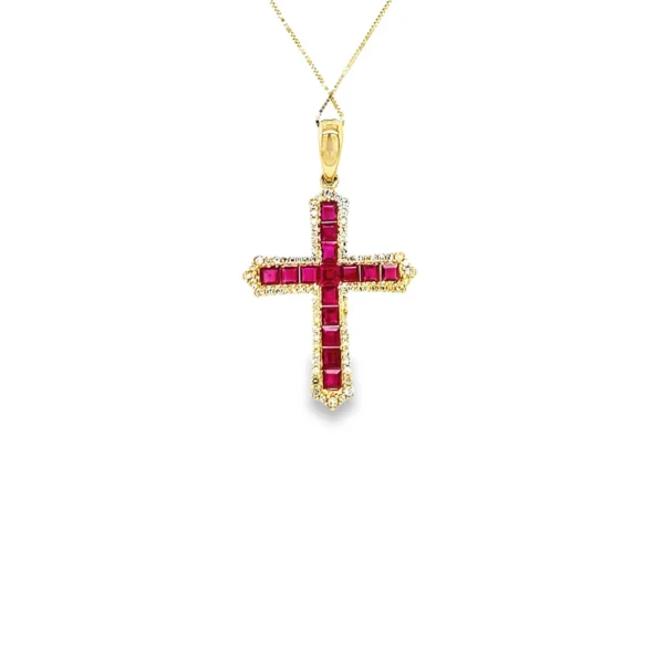 Ruby Cross Pendant Necklace