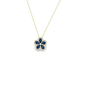Sapphire Floral Pendant Necklace