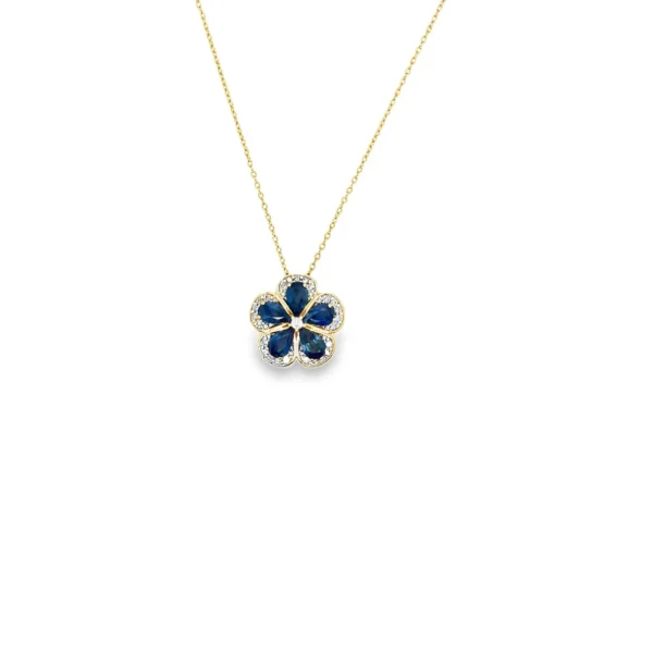 Sapphire Floral Pendant Necklace