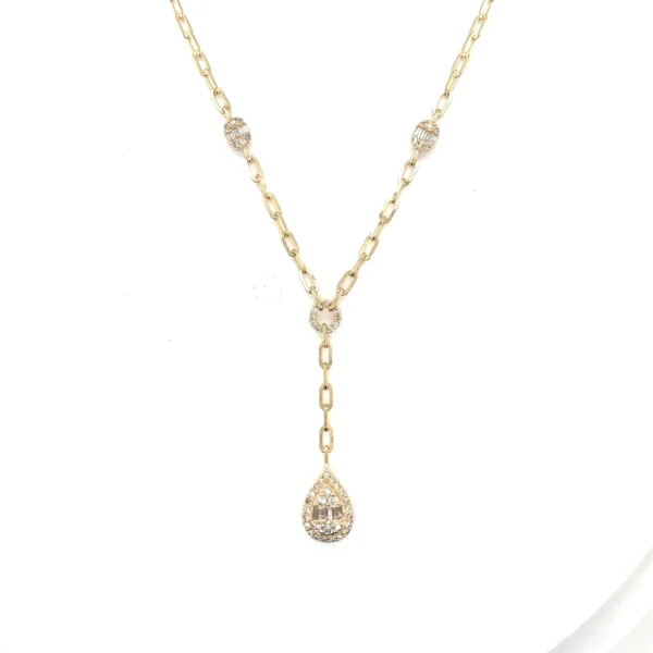 Teardrop Diamond Y Necklace