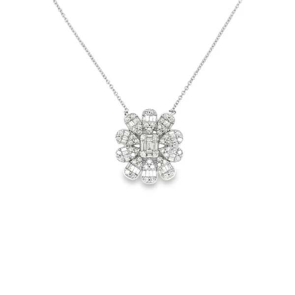 Floral Diamond Pendant Necklace