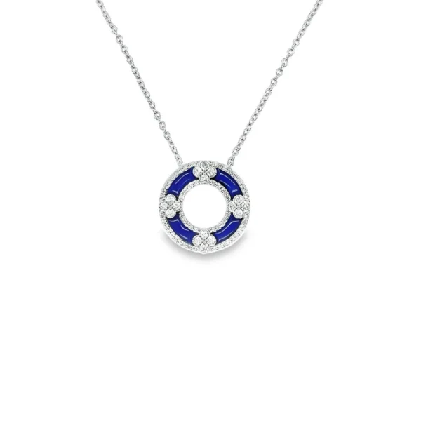 Lapis Diamond Circle Necklace