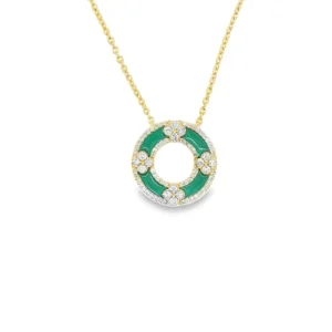 Green Enamel Diamond Pendant