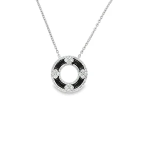 Black Enamel Circle Pendant Necklace