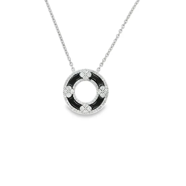 Black Enamel Circle Pendant Necklace