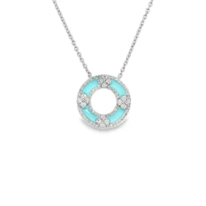 Turquoise Enamel Circle Necklace