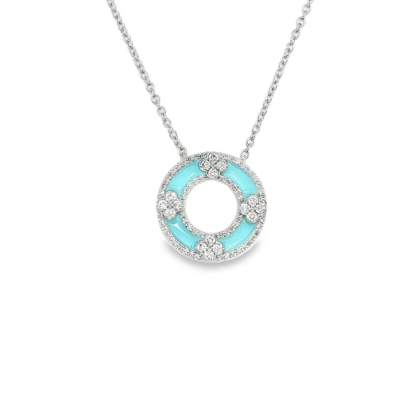 Turquoise Enamel Circle Necklace