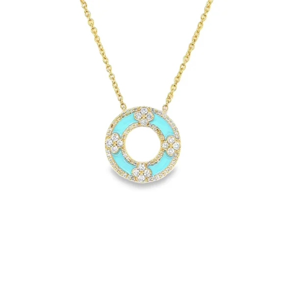 Turquoise Enamel Circle Necklace