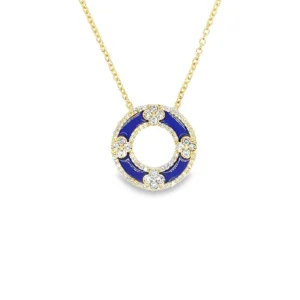 Blue Enamel Circle Necklace