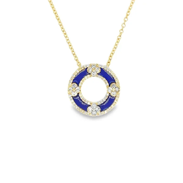 Blue Enamel Circle Necklace