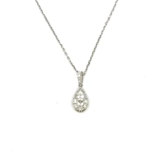 Pear Diamond Halo Necklace