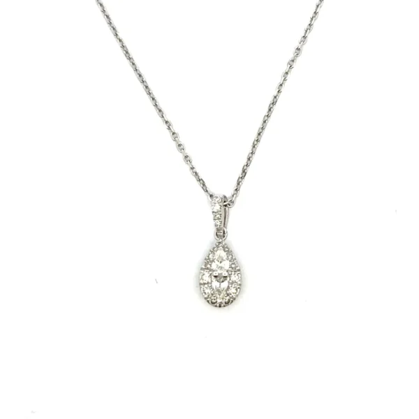 Pear Diamond Halo Necklace