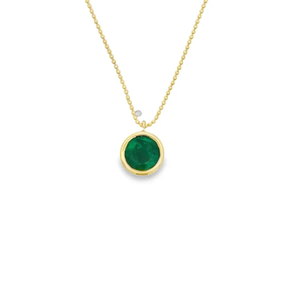 Emerald Bezel Pendant Necklace