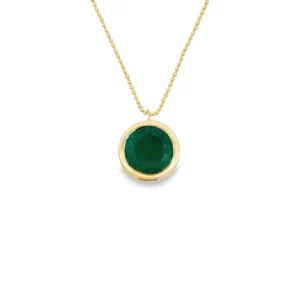 Round Emerald Pendant Necklace