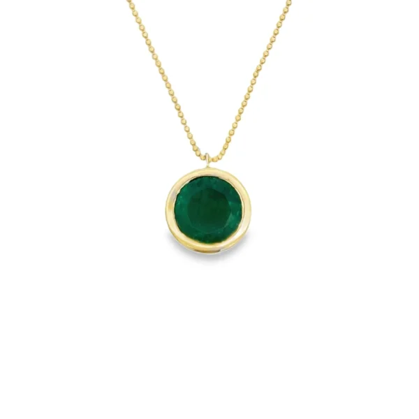 Round Emerald Pendant Necklace