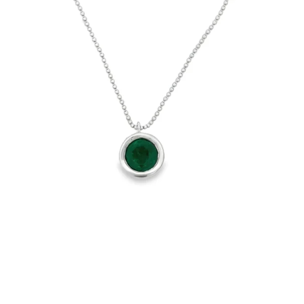 Bezel Emerald Pendant Necklace