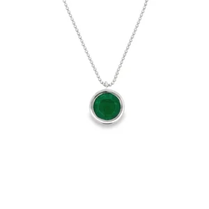 Bezel Emerald Solitaire Necklace