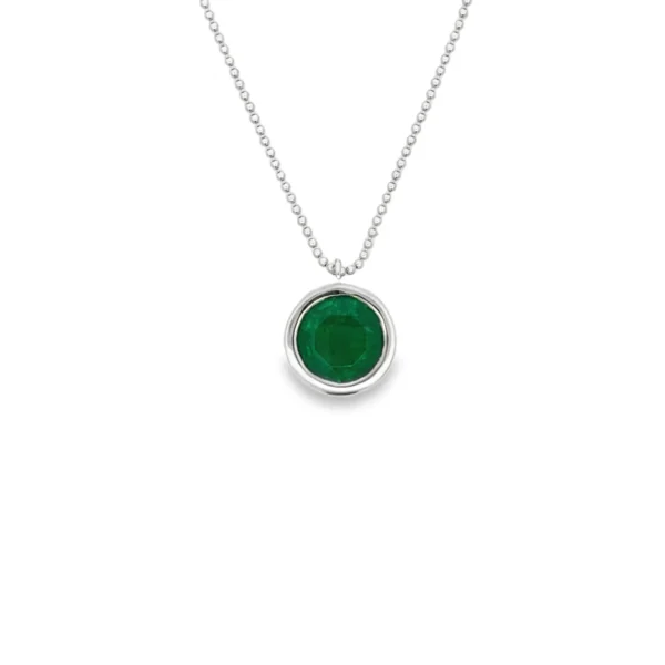 Bezel Emerald Solitaire Necklace