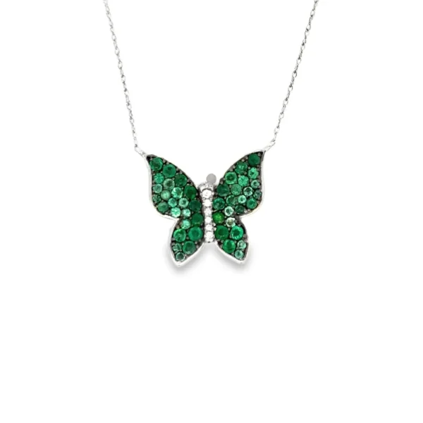 Emerald Butterfly Pendant Necklace