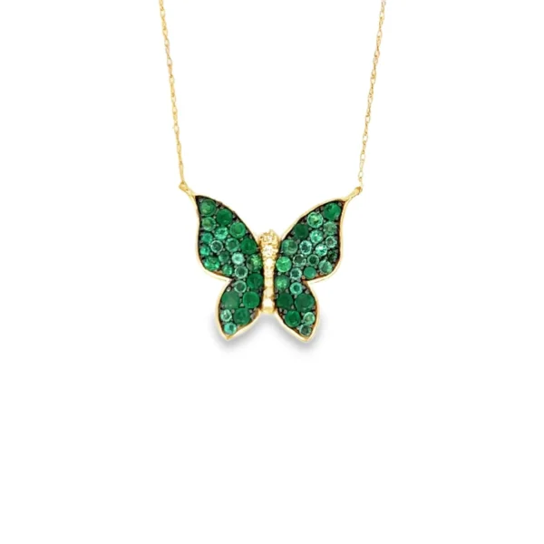 Emerald Butterfly Pendant Necklace