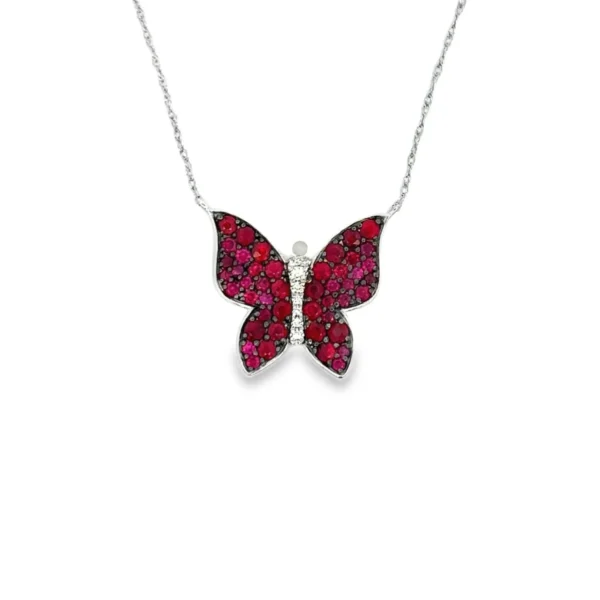 Ruby Butterfly Pendant Necklace