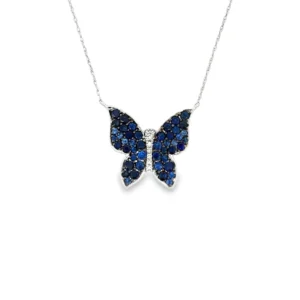 Sapphire Butterfly Pendant Necklace