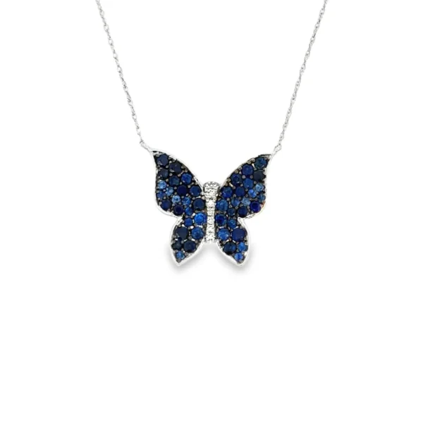 Sapphire Butterfly Pendant Necklace