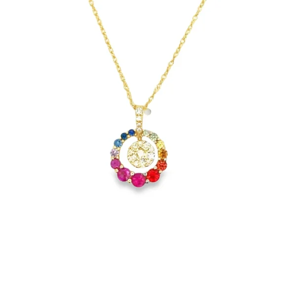 Multicolor Gemstone Circle Necklace