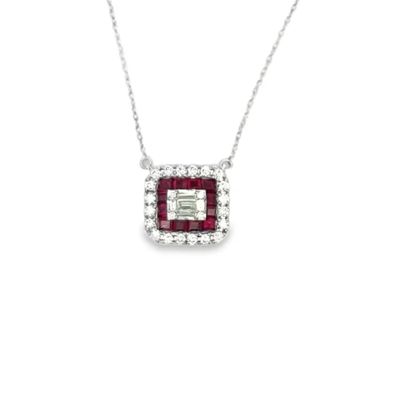 Square Ruby Diamond Necklace