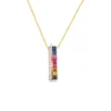 Rainbow Gemstone Bar Necklace
