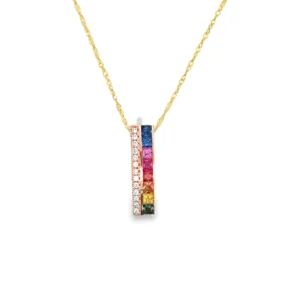 Rainbow Gemstone Bar Necklace