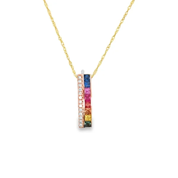 Rainbow Gemstone Bar Necklace