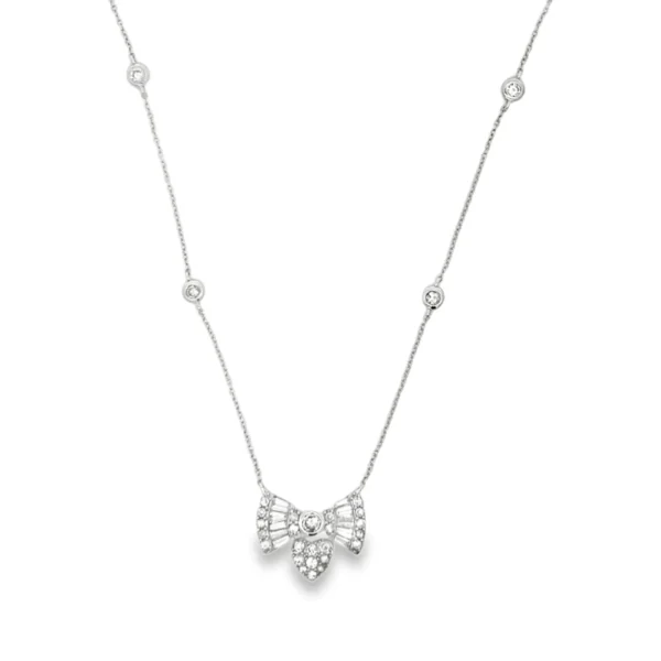 Diamond Bow Pendant Necklace