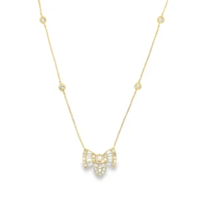 Diamond Bow Pendant Necklace
