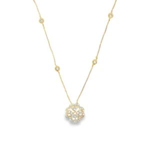 Floral Diamond Pendant Necklace
